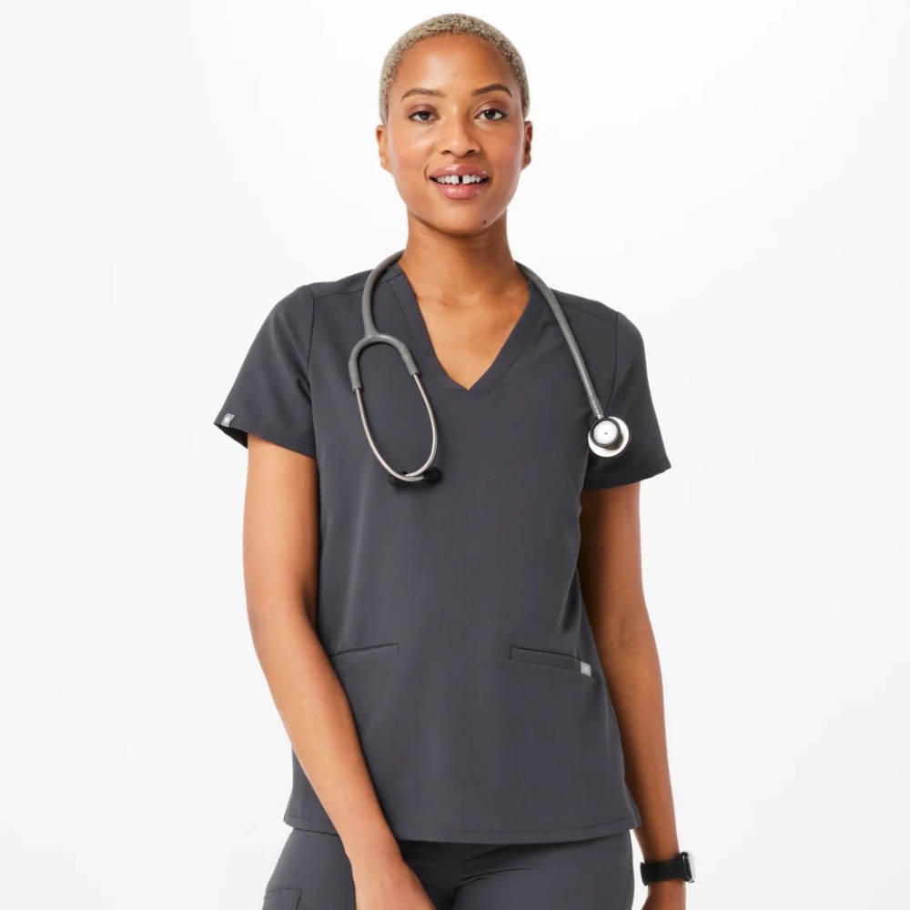 Charcoal Casma Figs Scrub Top
